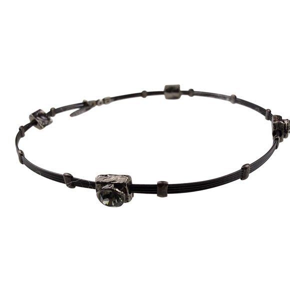 Seasonal Whispers Womens Black Metal Bracelets Set Crystal Accents Multi-Layer - Picture 4 of 6